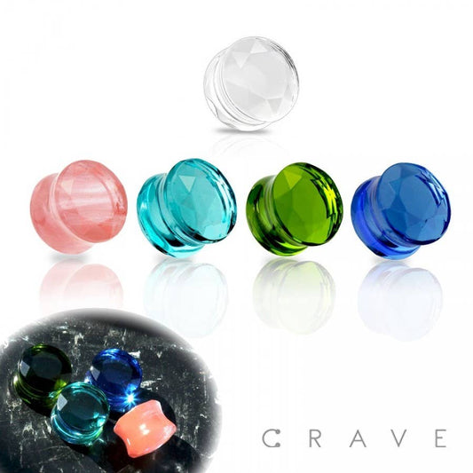 FACETED GLASS CUT DOUBLE FLARED PLUG