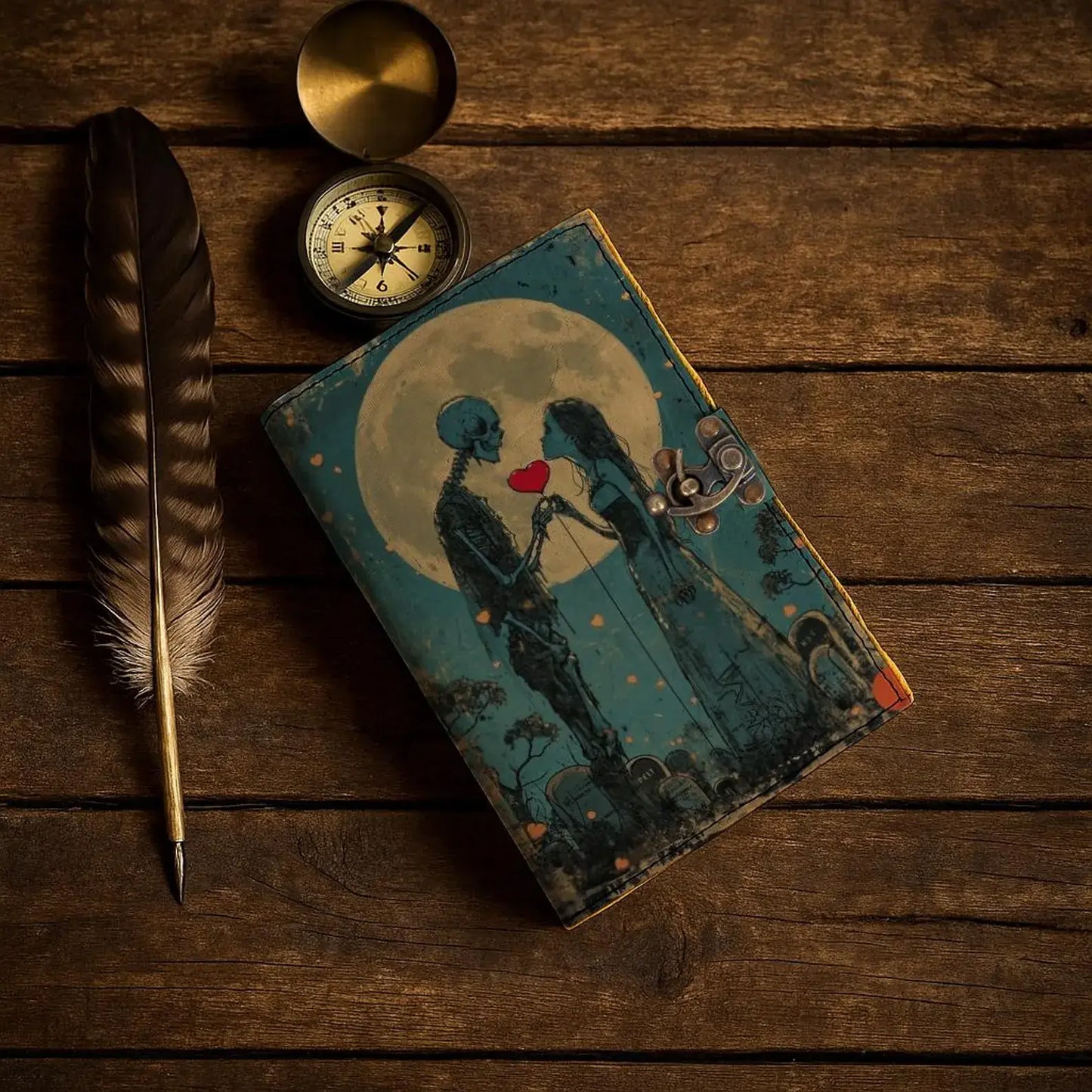 Gothic Skeleton Lover Leather Journal with Lock – Skeleton