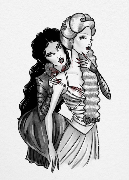 "You're Mine" Gothic Sapphic Vampire Romance Fine Art Print