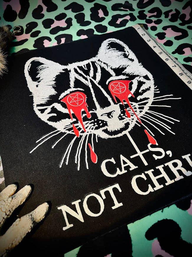 Cats, not Christ large back patch.