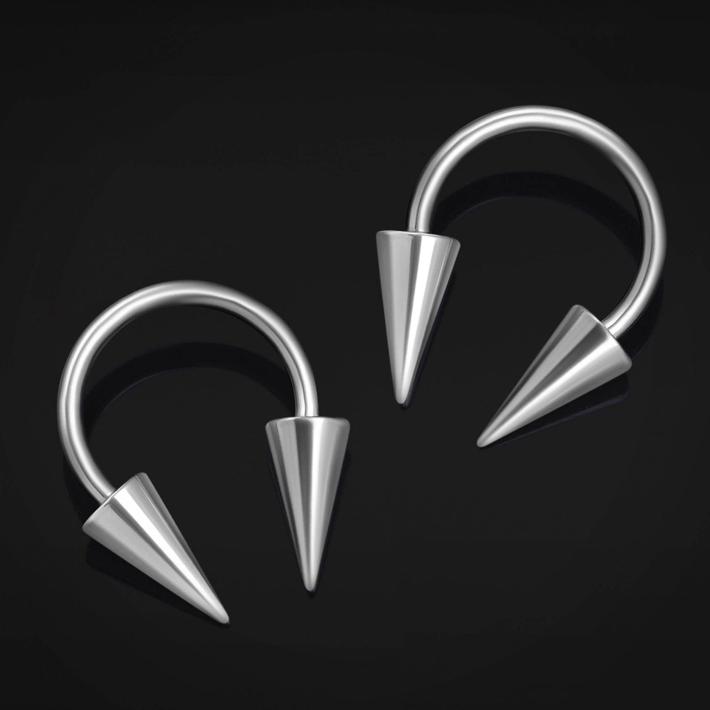 Titanium Internally Threaded Gothic Spiked Cone Horseshoe Septum in Silver
