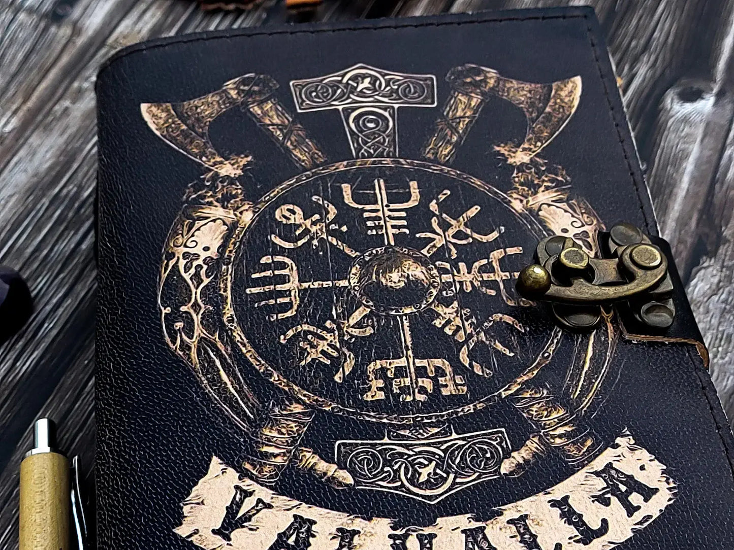 Handmade leather journal Valhalla viking Vegvisir Journal
