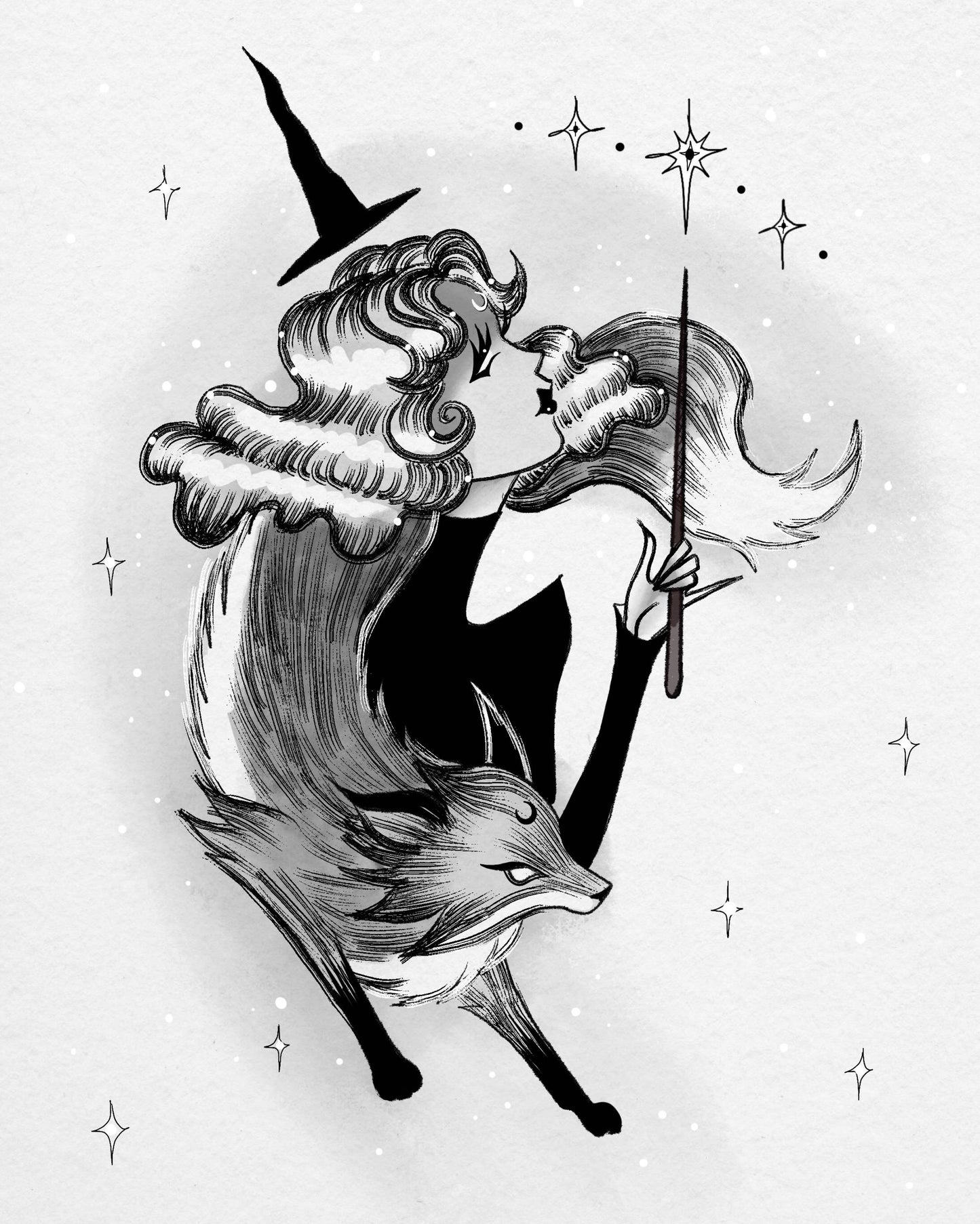 "The Witch's Familiar" Gothic Fox Magic Fine Art Print