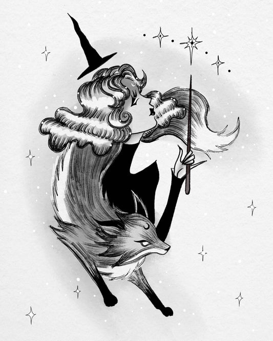"The Witch's Familiar" Gothic Fox Magic Fine Art Print