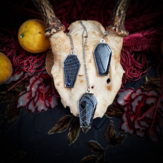 Real Spiderweb Coffins Silver (Necklace)