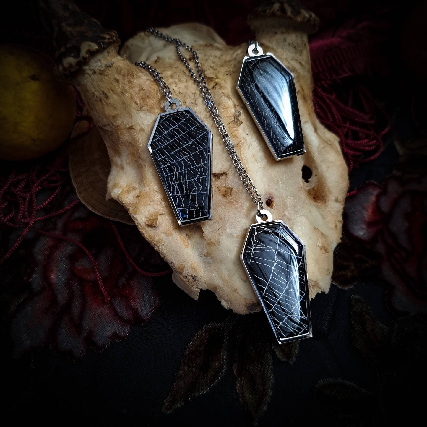 Real Spiderweb Coffins Silver (Necklace)