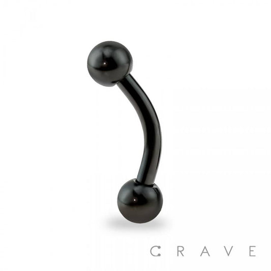 BLACK TITANIUM IP OVER 316L SS EYEBROW WITH BALLS