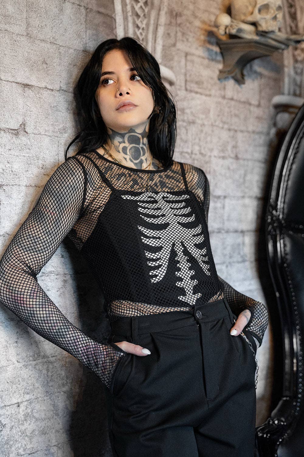 Moonshade Fishnet Thumbholes Top