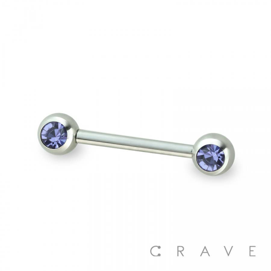 DOUBLE FRONT-FACING GEM 316L SURGICAL STEEL NIPPLE RING