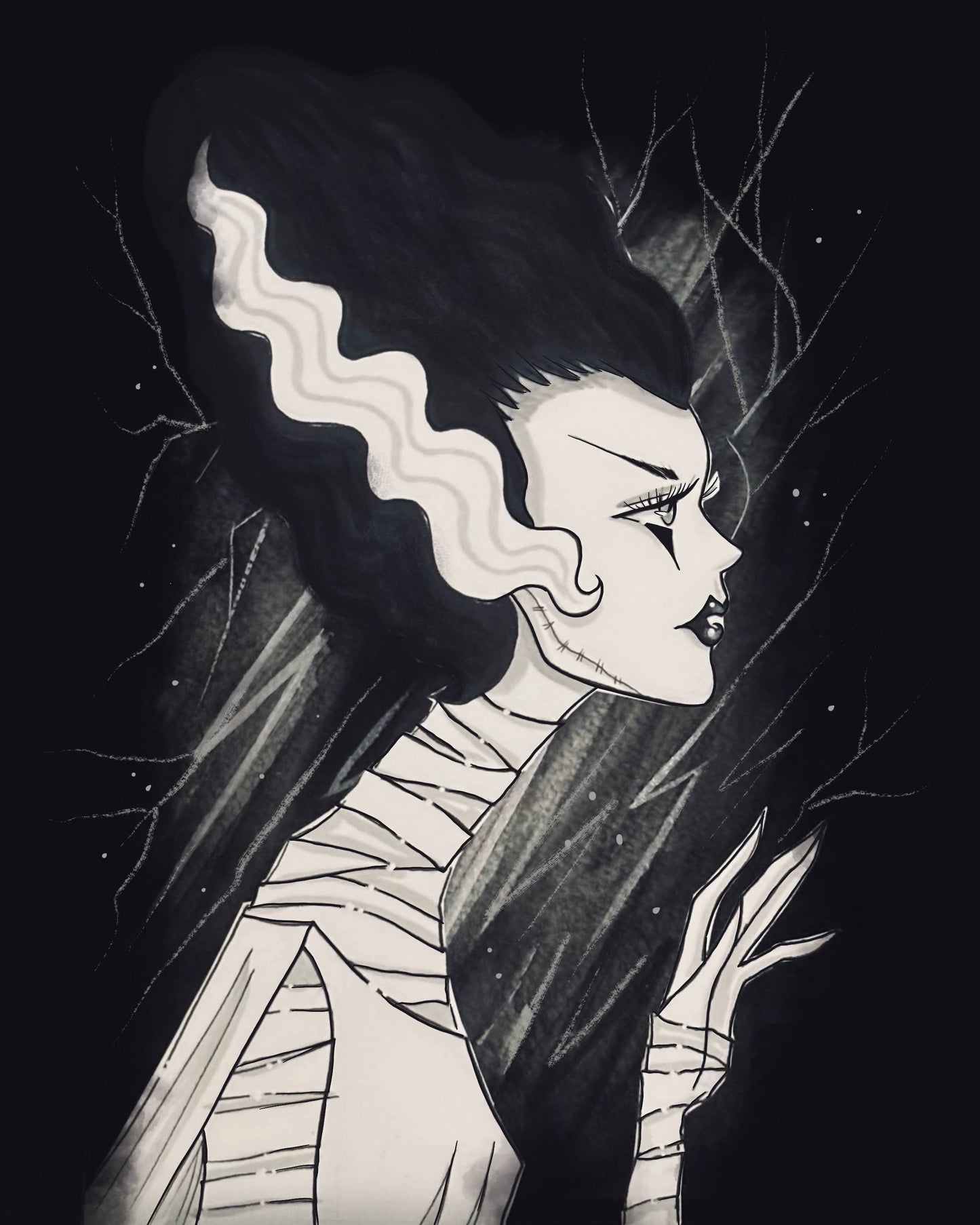 "The Bride" Gothic Halloween Classic Horror Fine Art Print