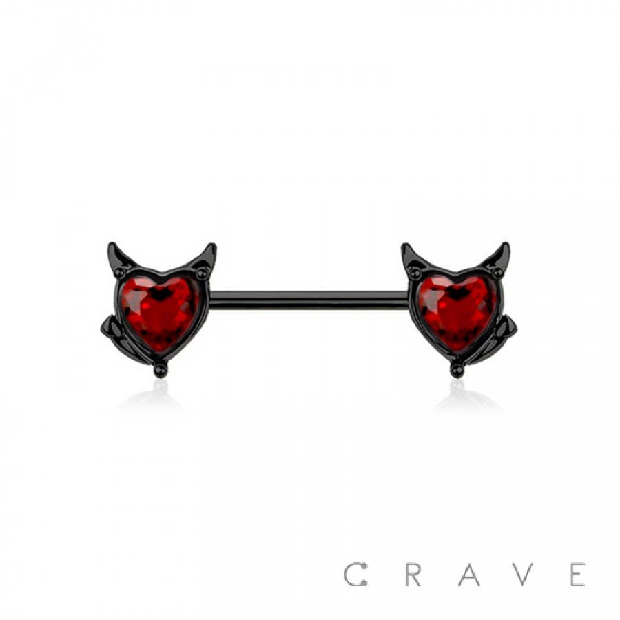 DEVIL HEART 316L SURGICAL STEEL NIPPLE BAR