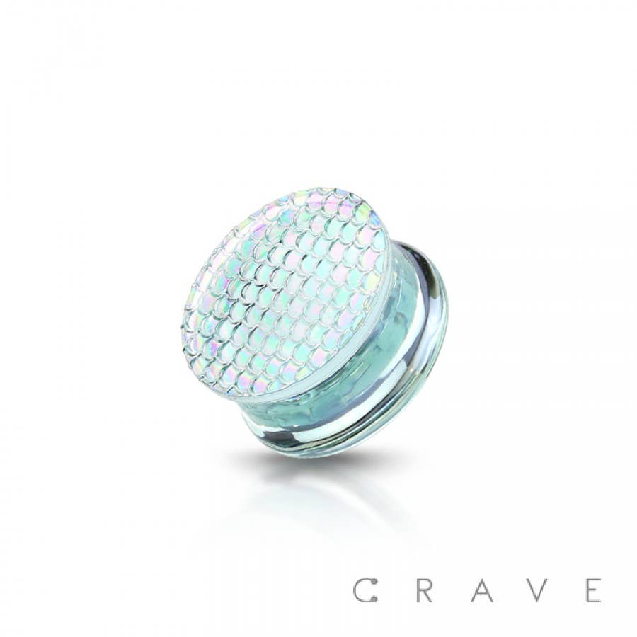 DRAGON SCALE AURORA EFFECT GLASS DOUBLE FLARE PLUG