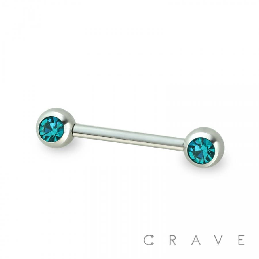 DOUBLE FRONT-FACING GEM 316L SURGICAL STEEL NIPPLE RING