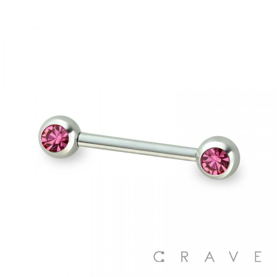 DOUBLE FRONT-FACING GEM 316L SURGICAL STEEL NIPPLE RING
