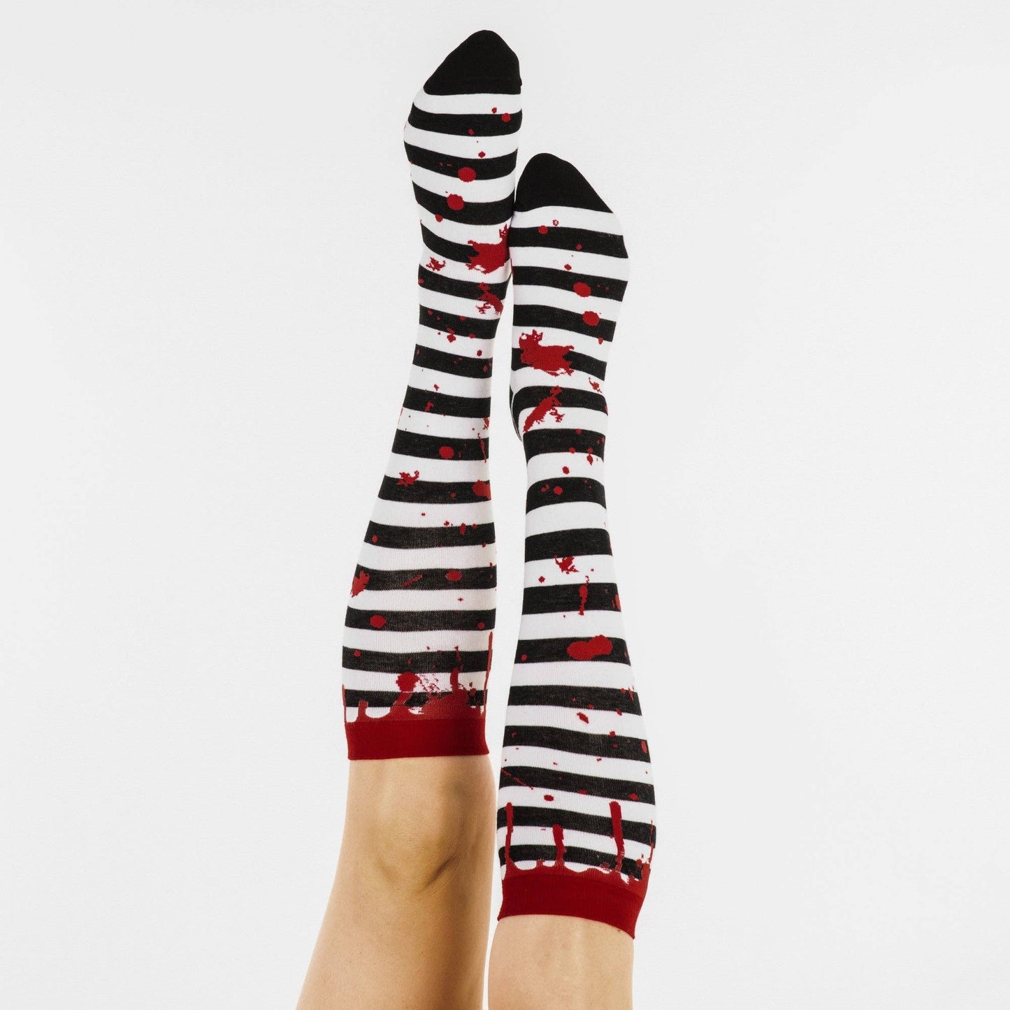 Sanguine Stripes Blood Spatter Knee High Socks