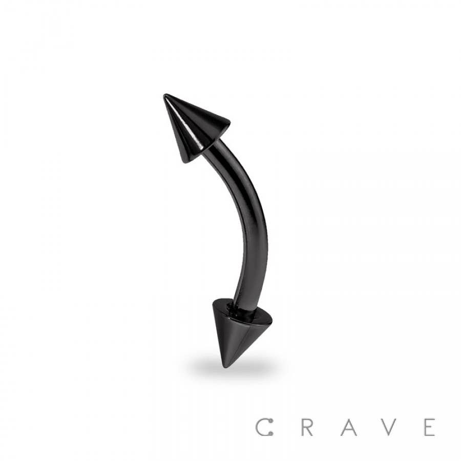 BLACK TITANIUM IP OVER 316L SS EYEBROW WITH SPIKES