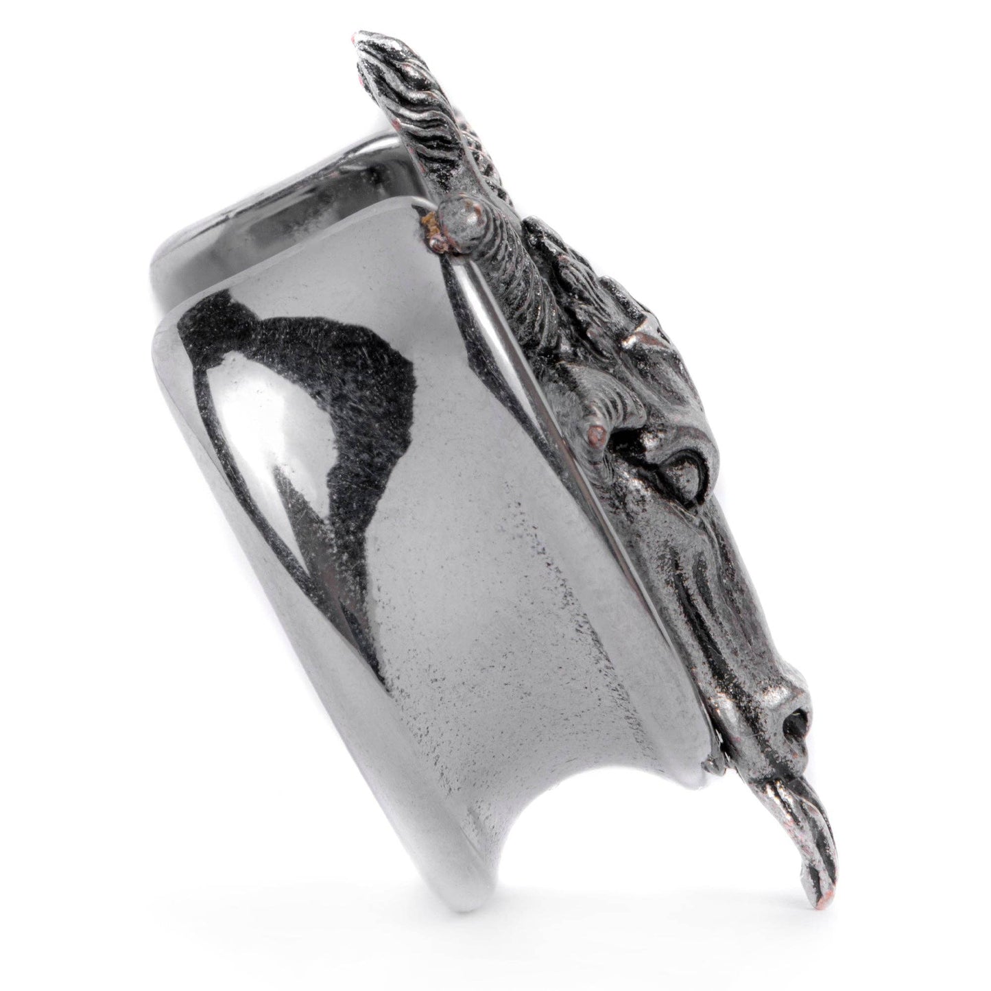 Silver Goat Head Saddle Plug / Tunnel / Gauge