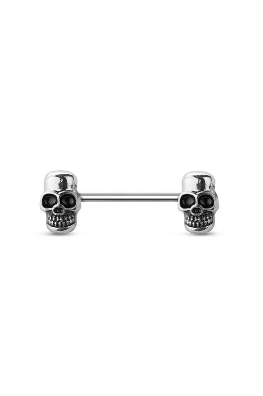 SKULL FACE 316L SURGICAL STEEL NIPPLE BAR
