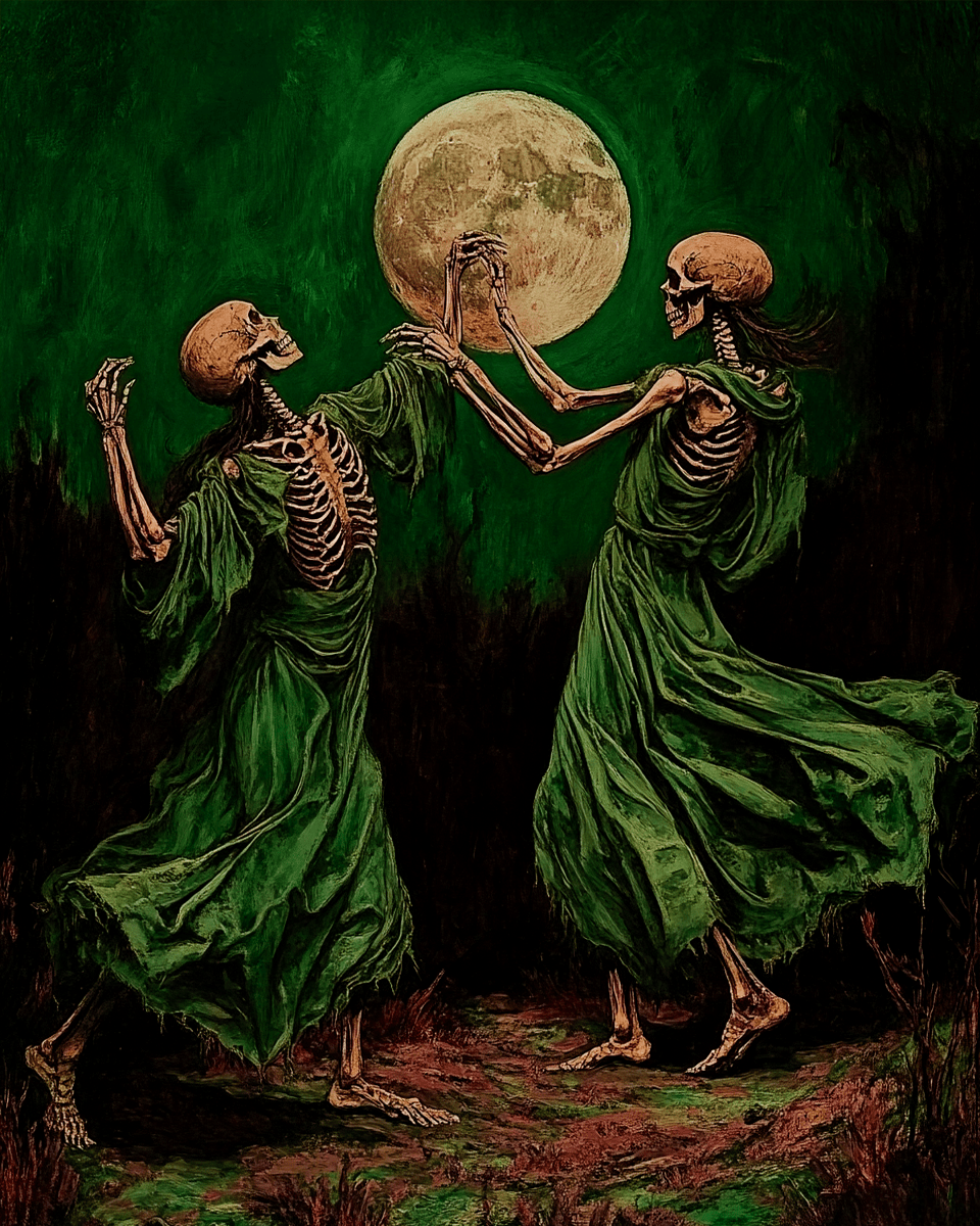 Goth Dancing Skeleton Pair Art Prints - Gothic 8"x10" Artwork