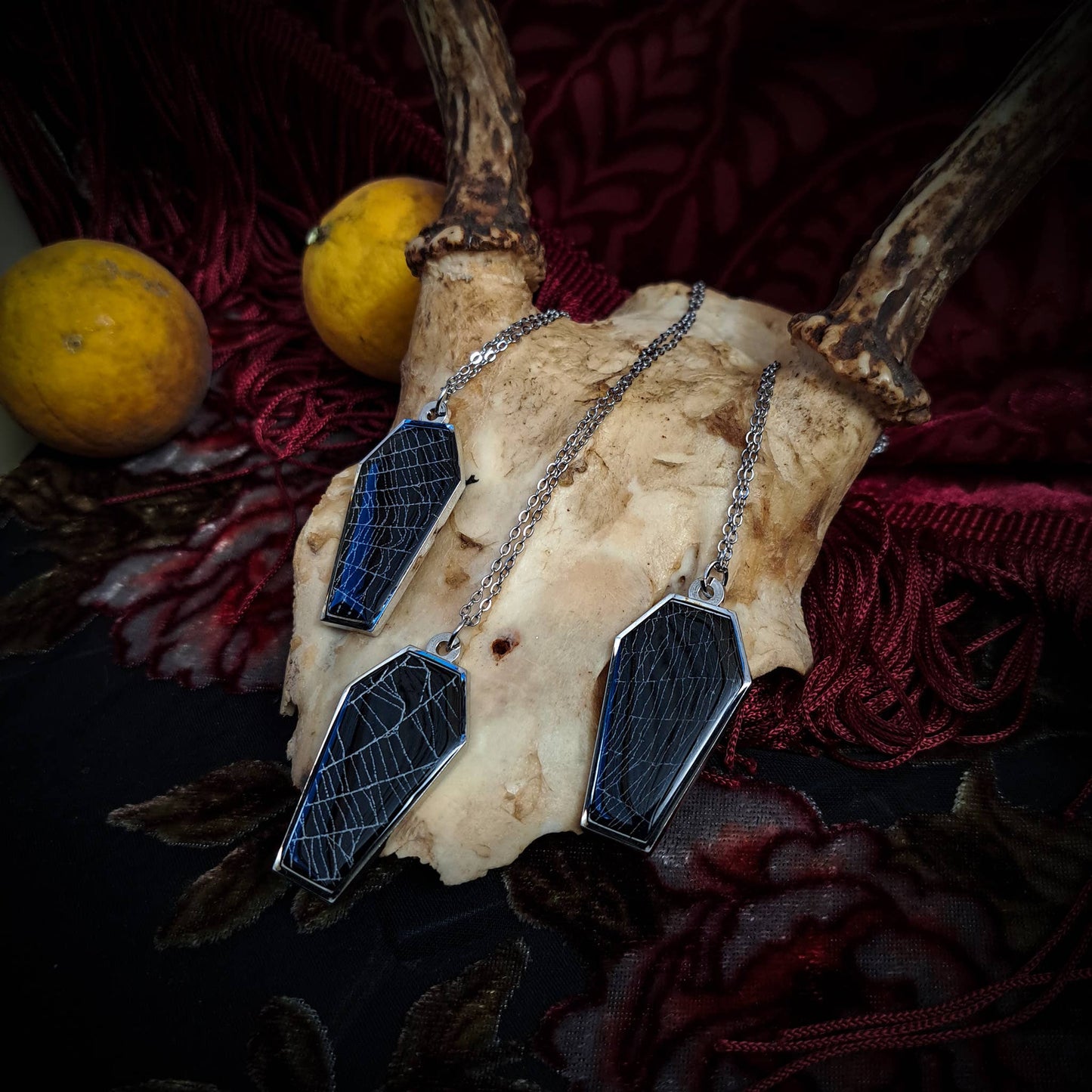 Real Spiderweb Coffins Silver (Necklace)