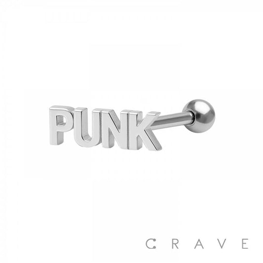 316L SURGICAL STEEL PUNK WORD TONGUE BARBELL
