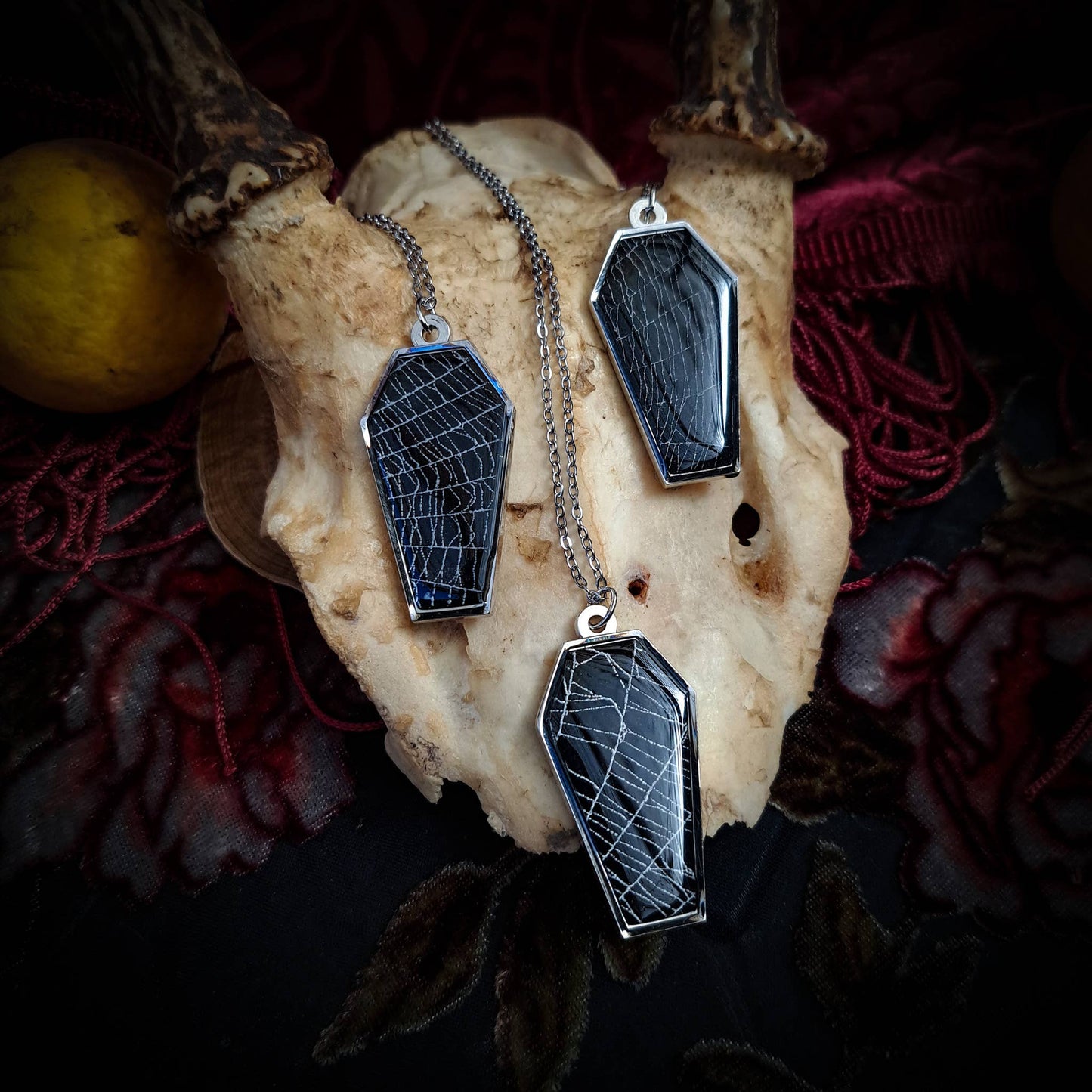 Real Spiderweb Coffins Silver (Necklace)