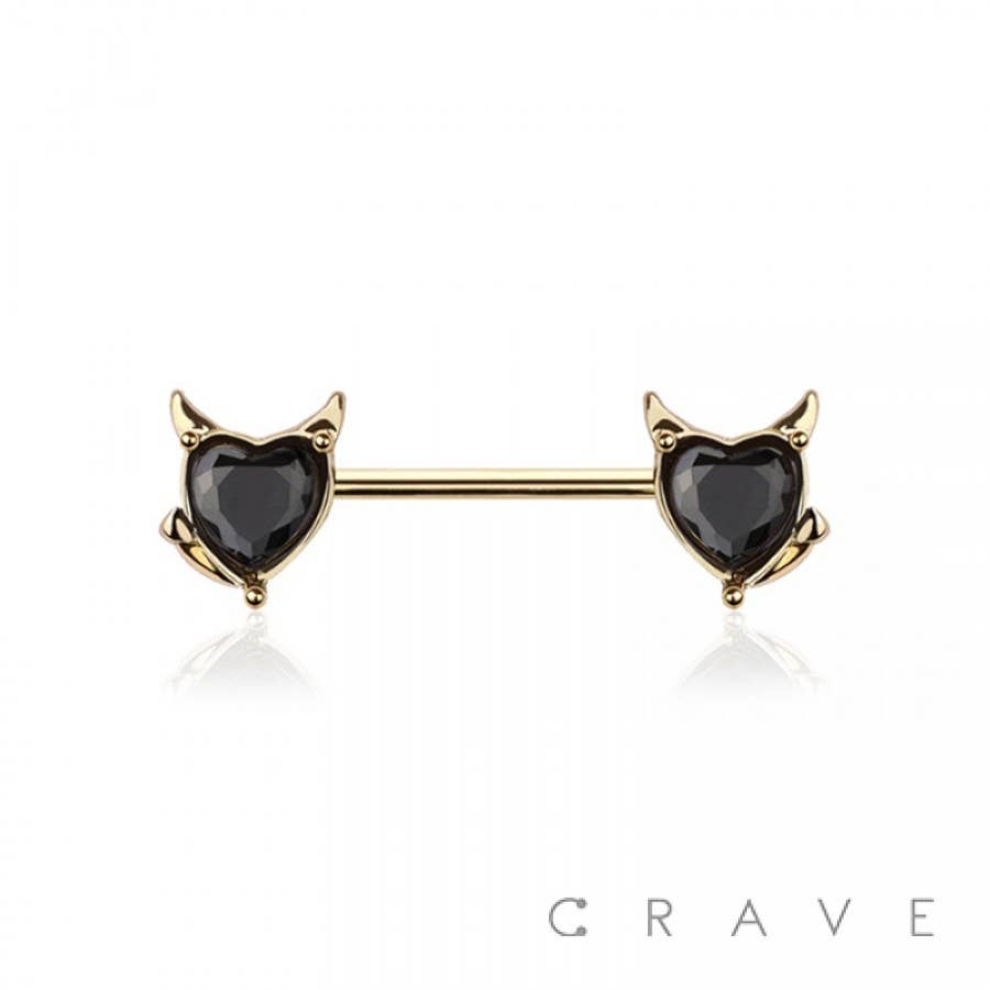 DEVIL HEART 316L SURGICAL STEEL NIPPLE BAR