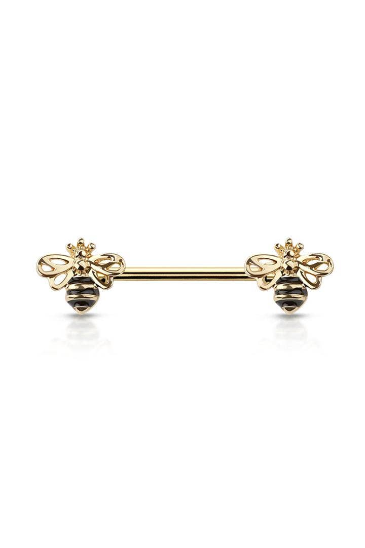 QUEEN BEE ENDS 316L SURGICAL STEEL NIPPLE BAR