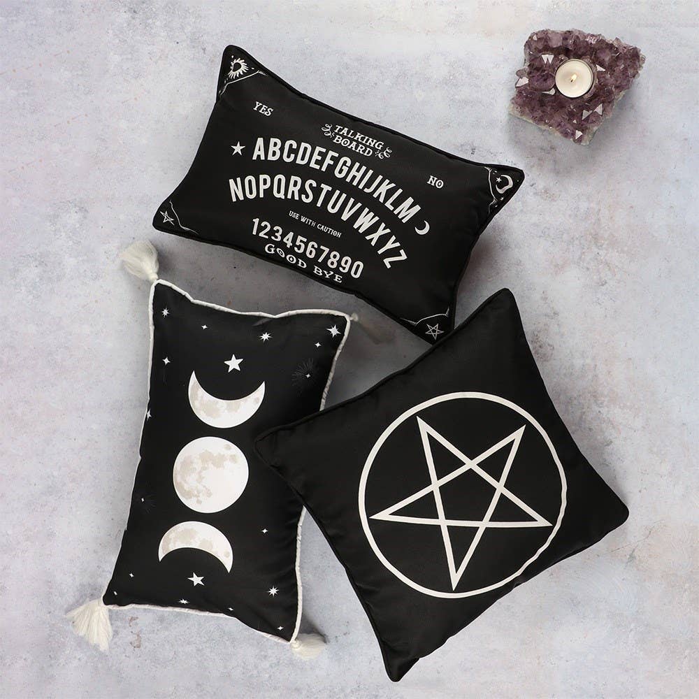 Gothic Black and White Ouija Talking Board Cushion