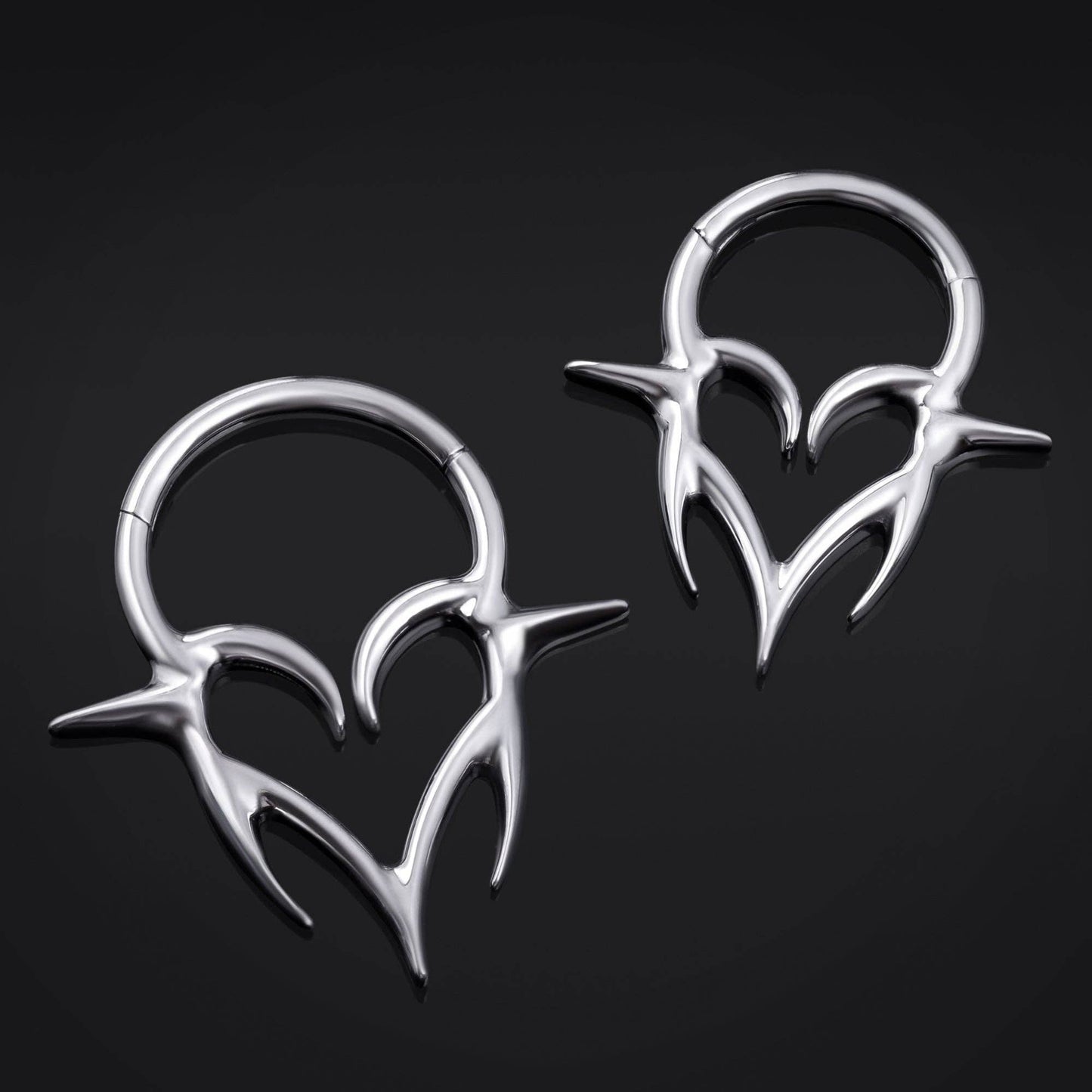 Neo Tribal Spiked Heart ASTM F136 Titanium Segment Clicker Septum Nose Ring