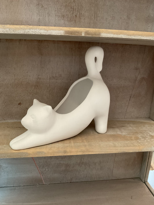 Ceramic Cat Planter -White