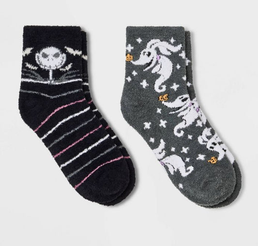 Women's 2pk Nightmare Before Christmas Cozy Ankle Socks