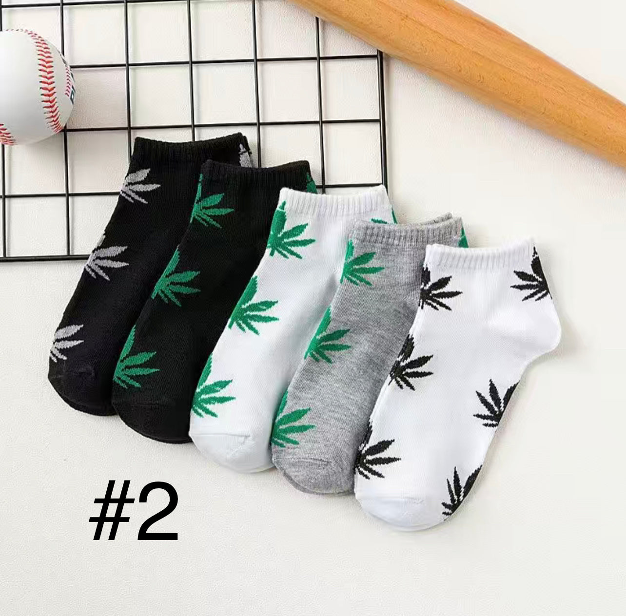 Trio of 420-themed ankle socks in various designs for sizes 6-10