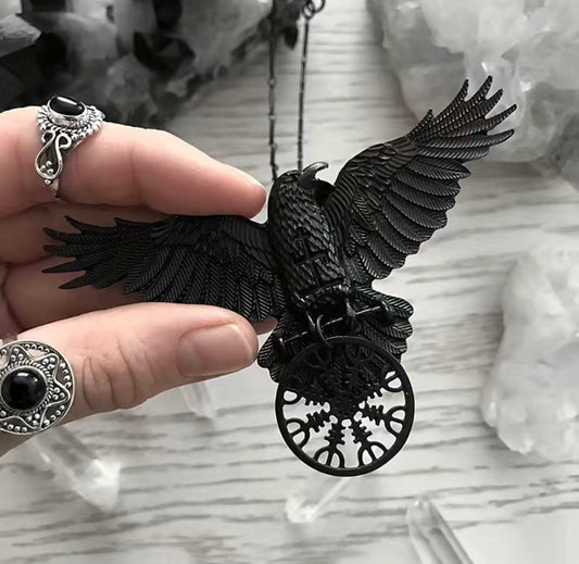 Gothic Black Raven Necklace