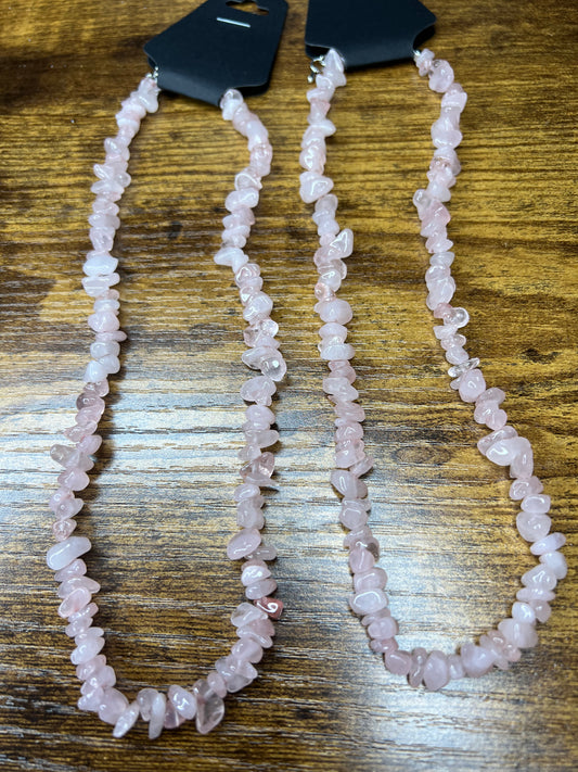 Irregular Rose Quartz Natural Stone Chip Necklace