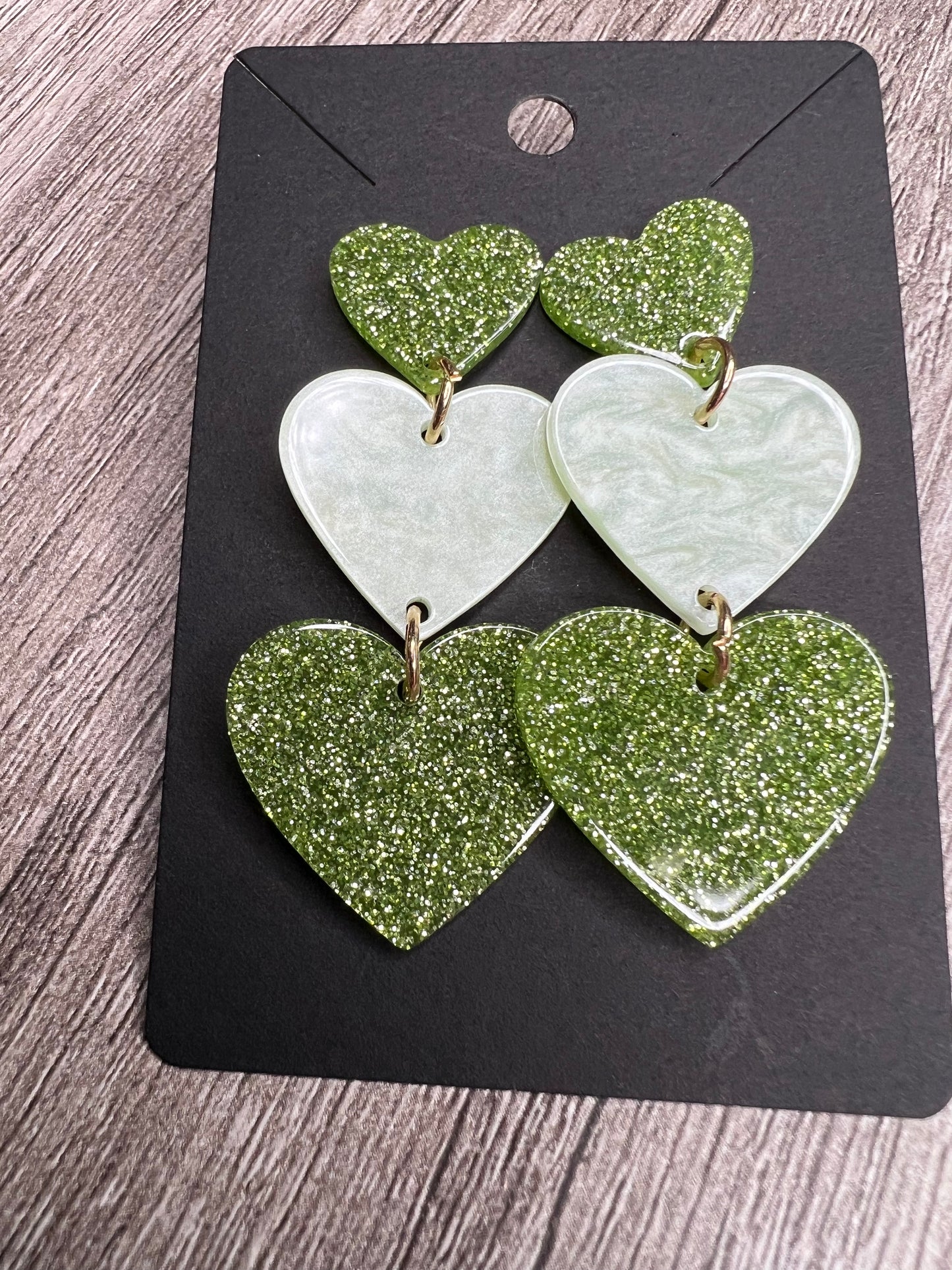 Green Heart-Drop Earrings