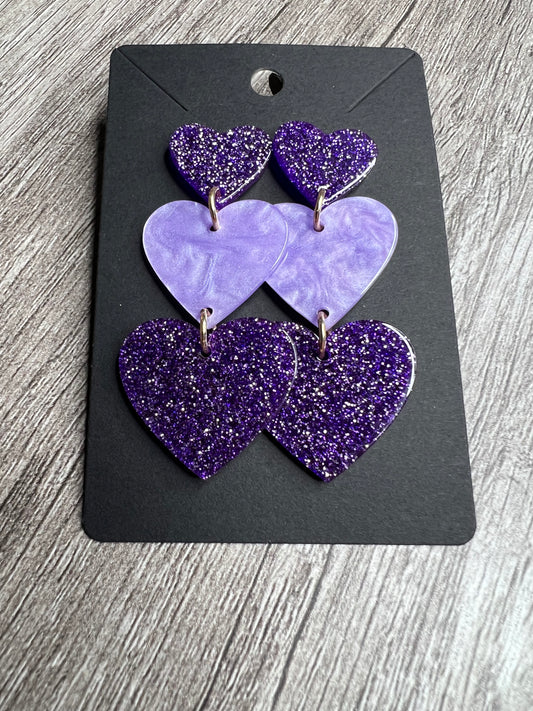 Purple Heart Drop Earrings