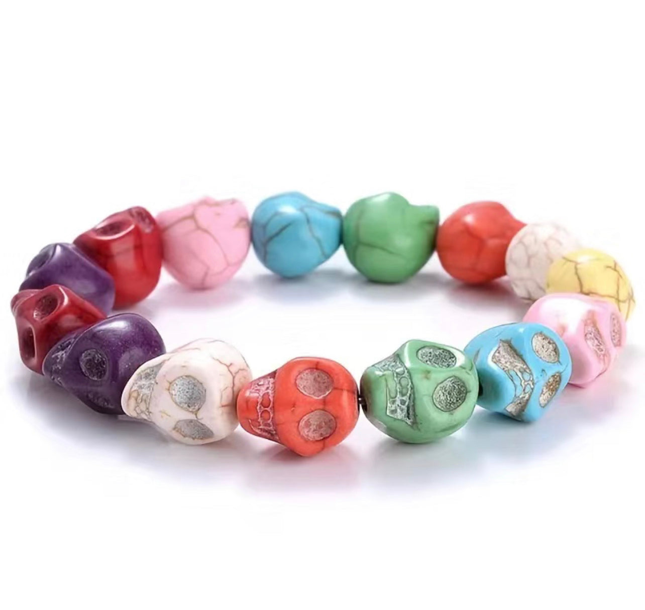 Skull Stone Stretchy Bracelet — Multicolored