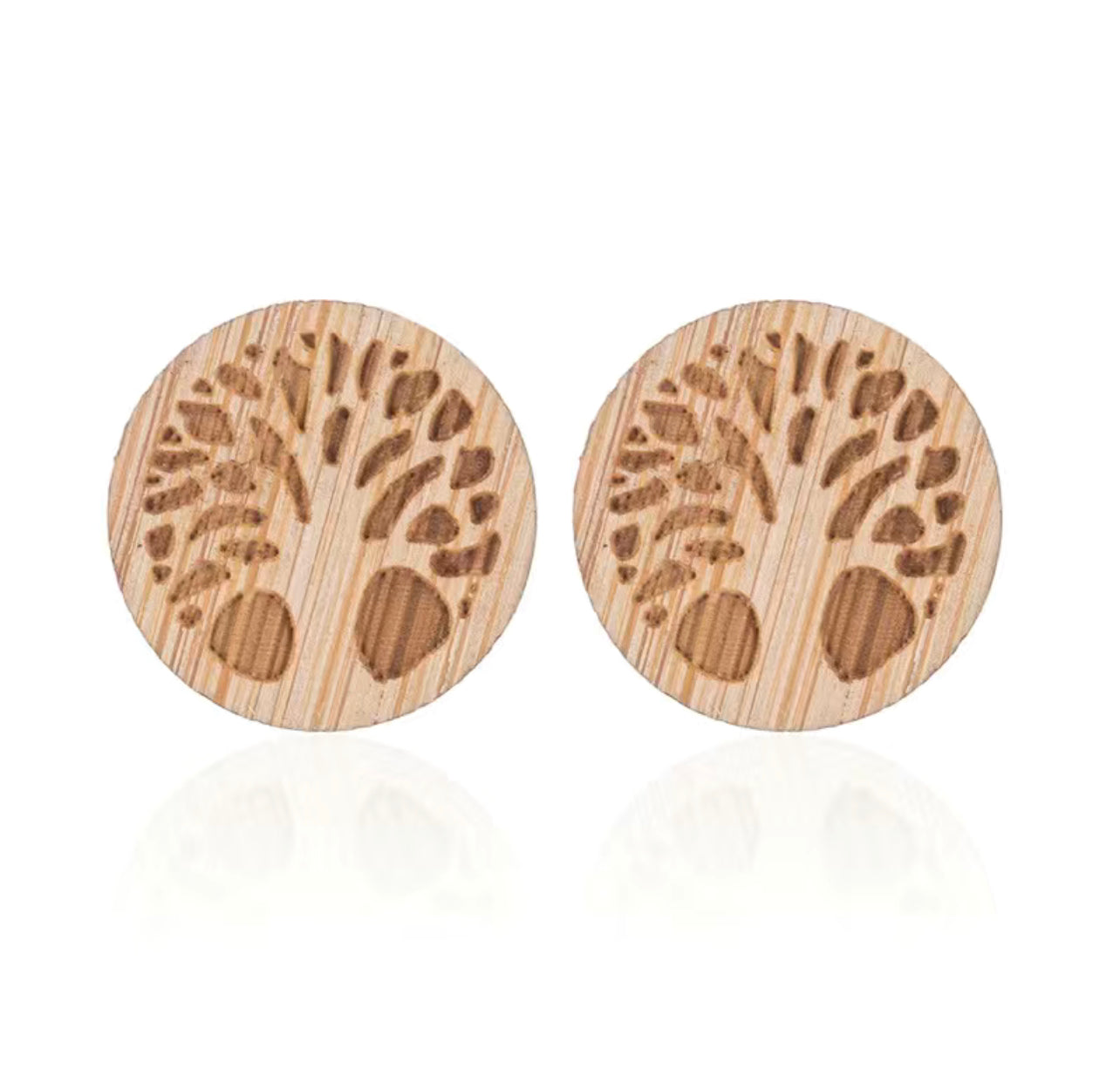 Wooden Circle Tree Earrings
