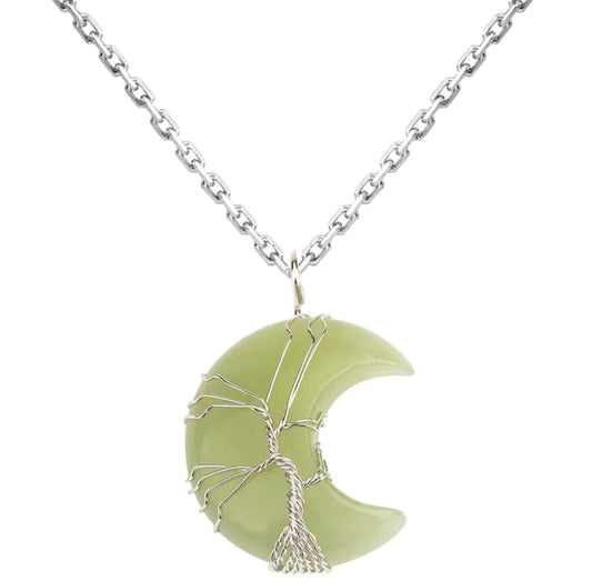 Green Dongling Crystal Moon Necklace