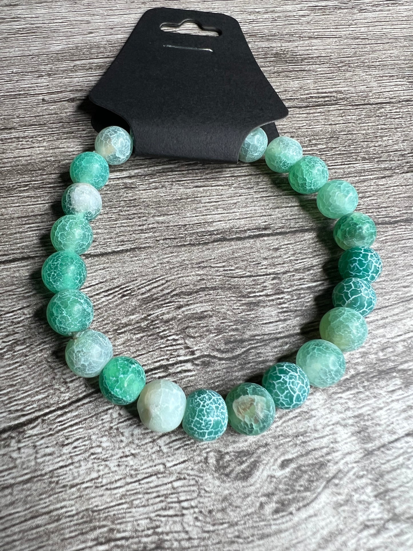 8mm Green Weathered Agate Natural Stone Bracelet