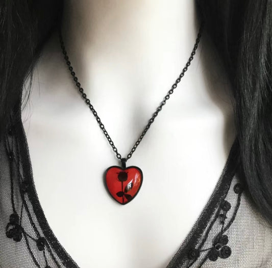 Gothic Heart Rose Pendant