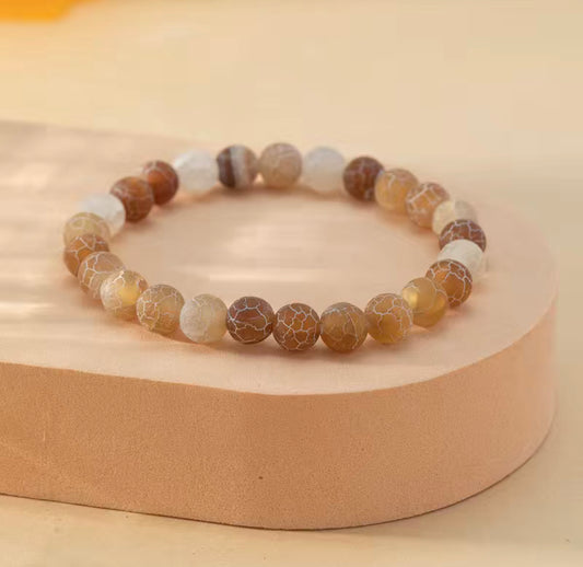 8mm Brown Weathered Stretchy Bracelet