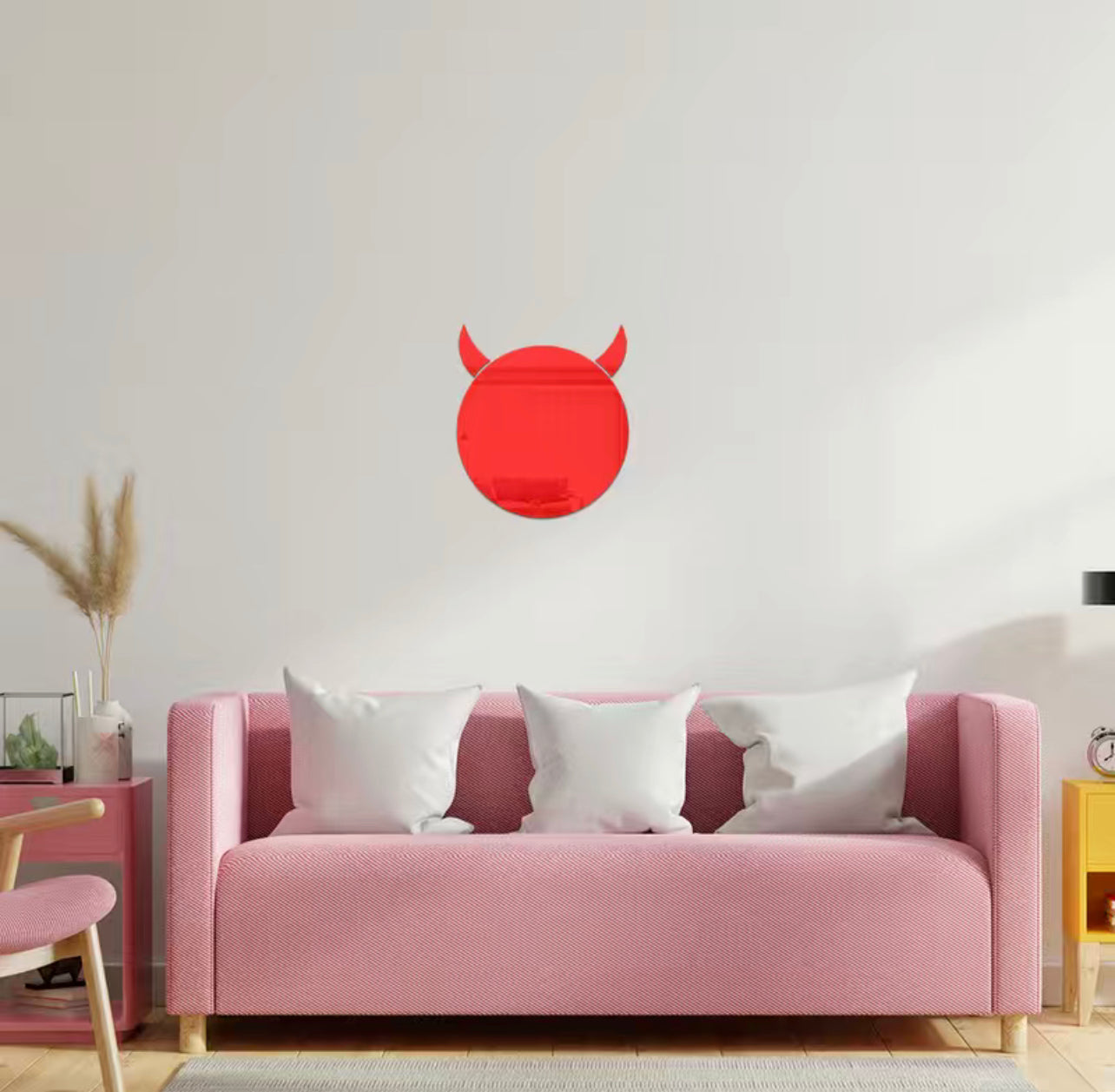 Devil Mirror Wall Sticker- Red