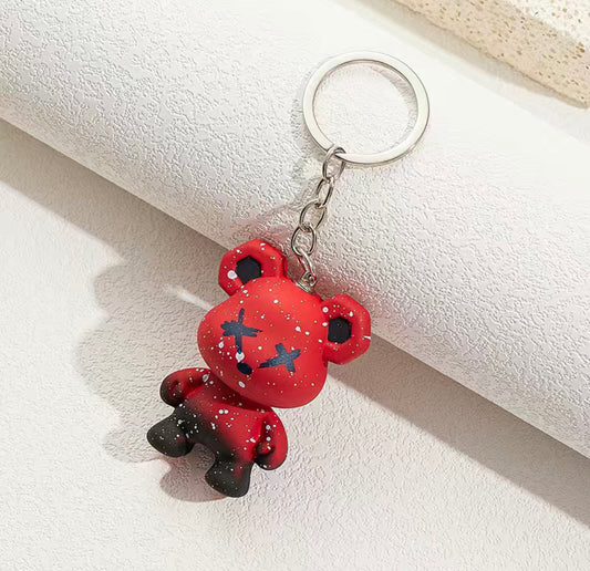 Punk Bear Keychain- Red
