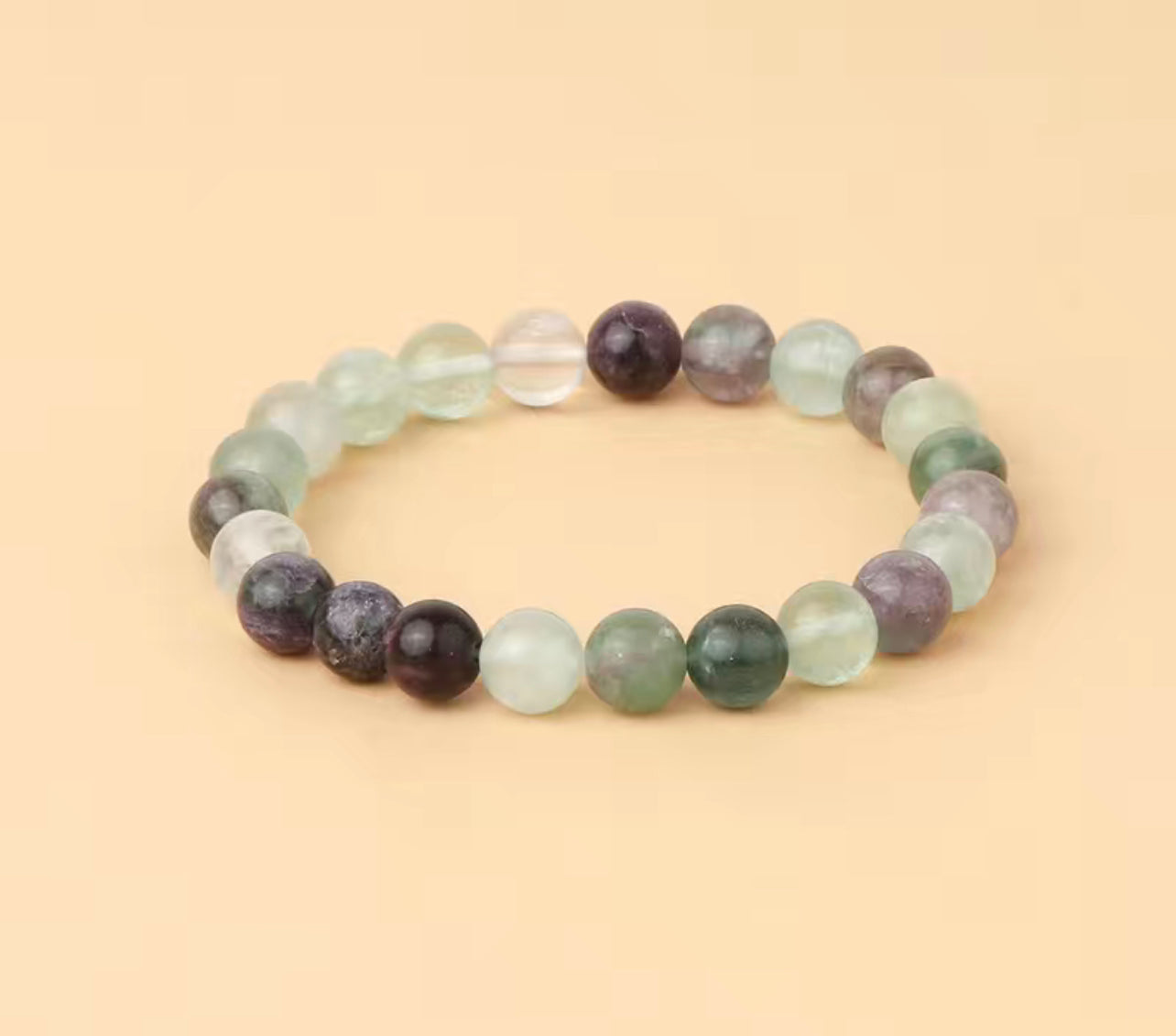 8mm Natural Stone Rainbow Fluorite Stretchy Bracelet