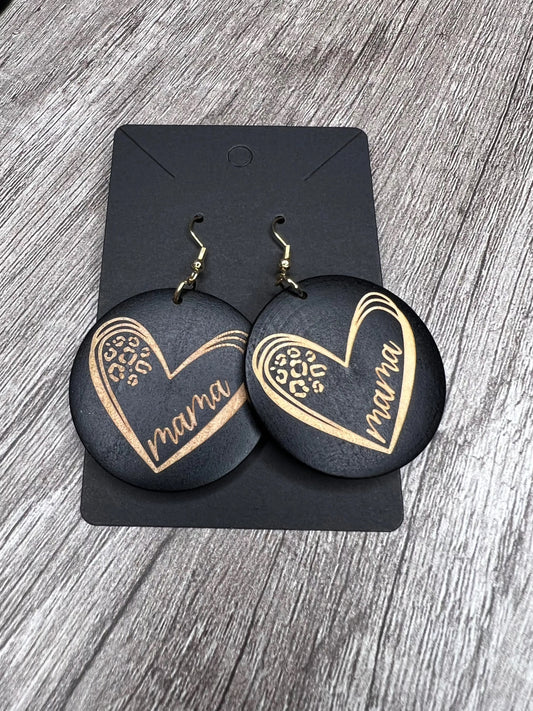 Black Mama Wood Earrings