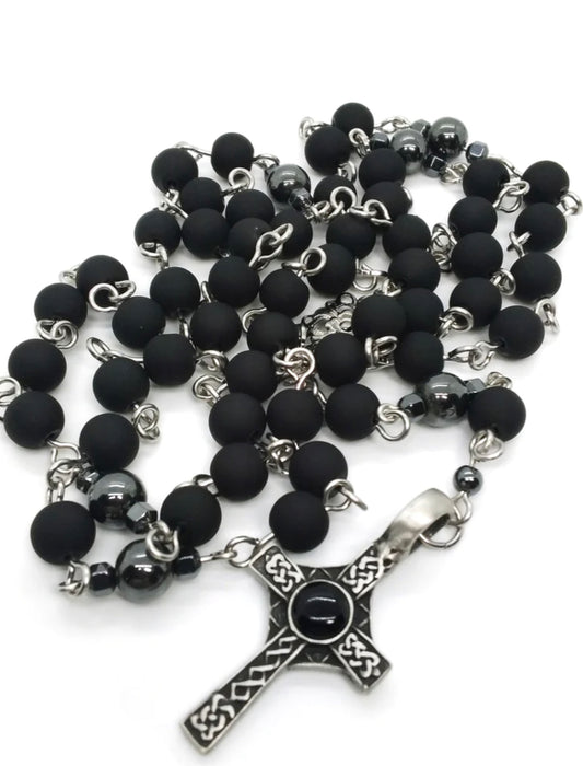 Goth Mourning Cross Rosary