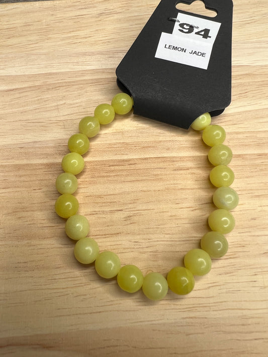 8mm Natural Lemon Jade Bracelet