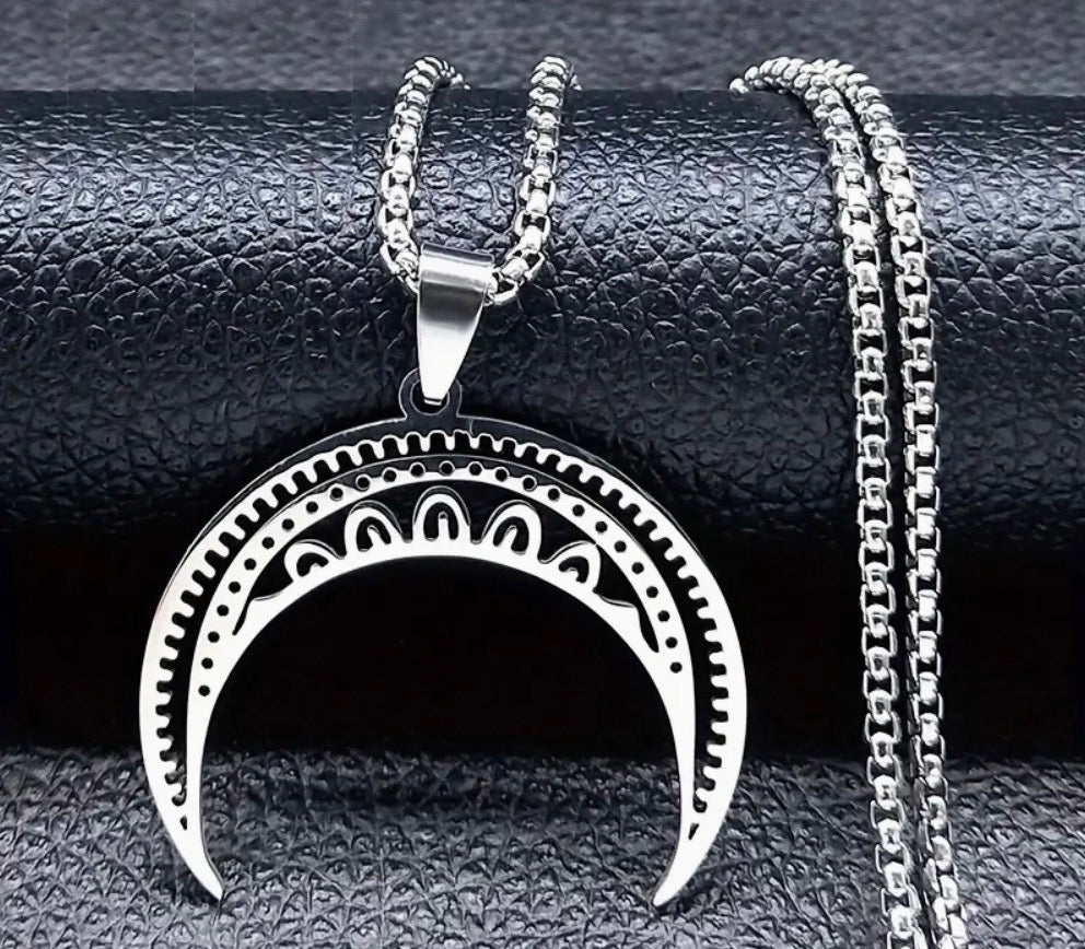 Stainless Steel Boho Moon Necklace